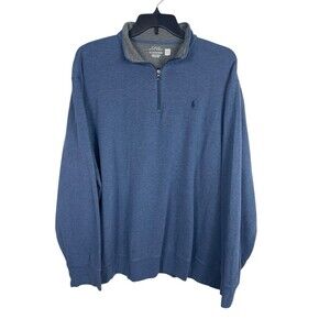 Polo Ralph Lauren Blue Quarter Zip Pullover Sweatshirt Size XXL Classic Pony